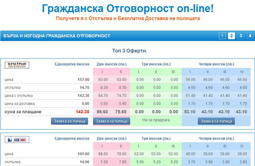 гражданска отговорност онлайн сравнение застрахователни оферти