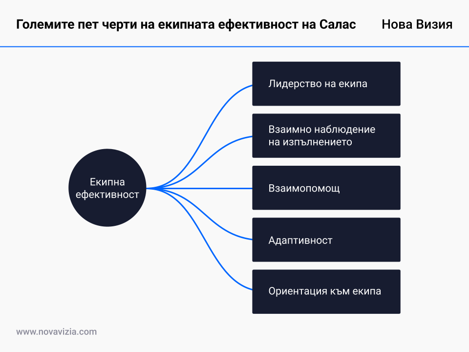 Големите пет черти на екипната ефективност на Салас